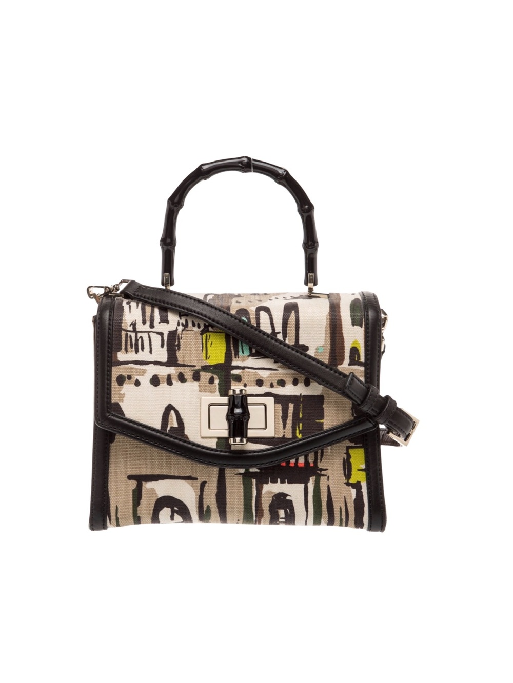 Kate Spade Laguna Ct Penelope Canvas w/ Black Leather & Bamboo Handle NWOT